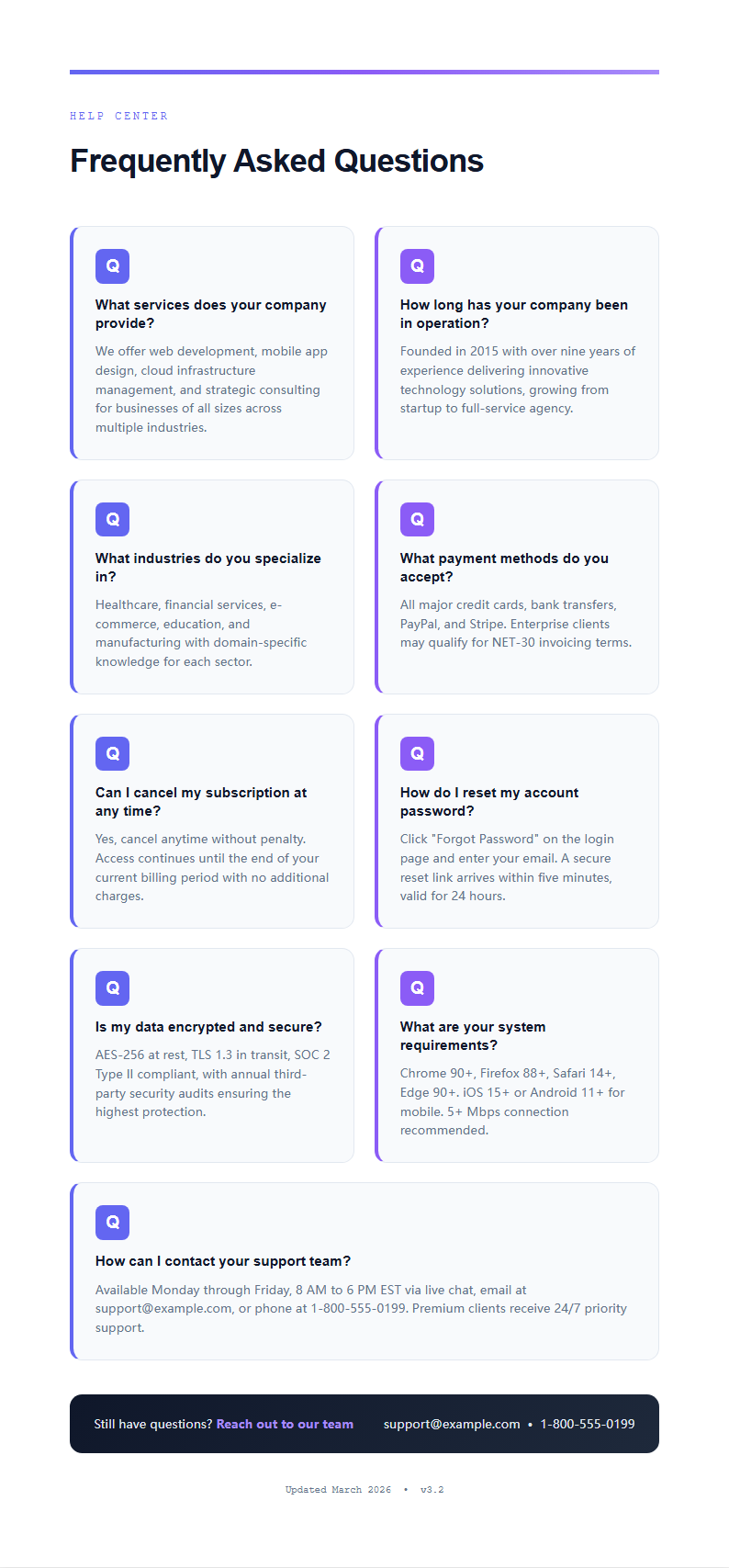 Bold contemporary FAQ